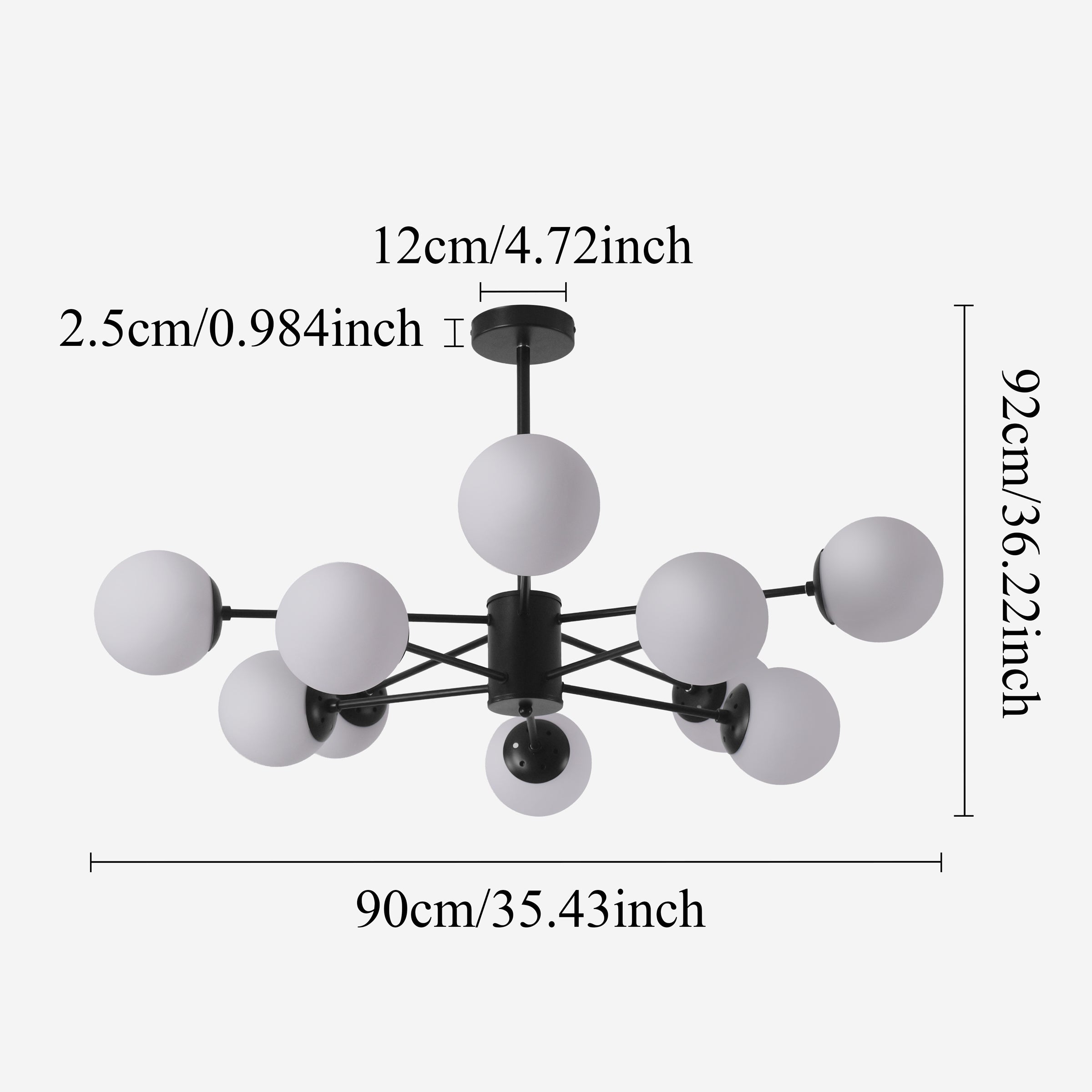 Cumulus - Modern Metal Chandelier Tubular Design Chandelier with LED White Shade