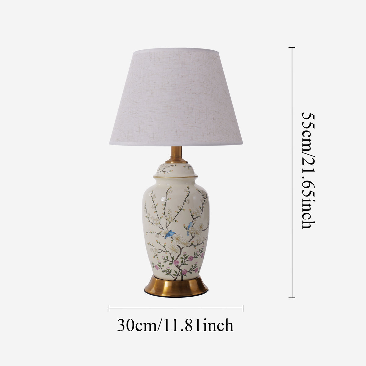 Chinoiserie Hand-Painted Ceramic Ginger Jar Table Lamp