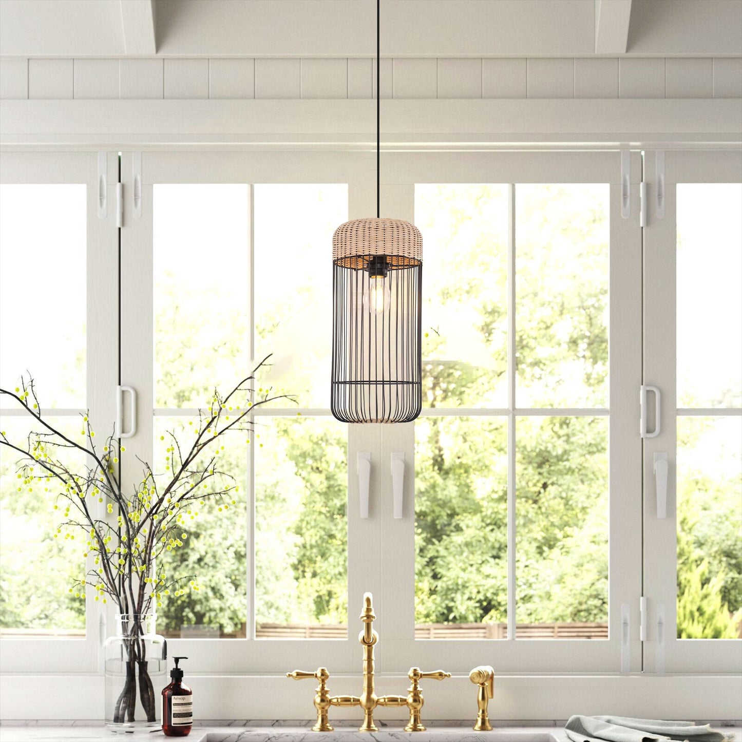 Lightsin Woven Rattan Cylinder Pendant Light for Warm and Inviting Spaces Lightsin UK 