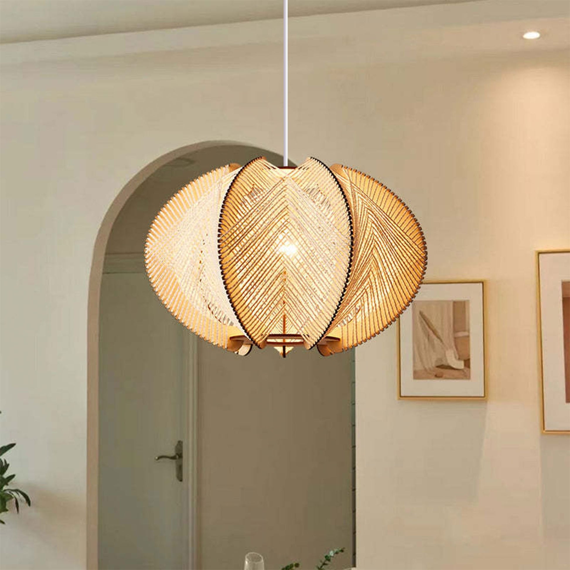 Lightsin Handmade LED Wooden Pendant Light 40/60 Dia Lightsin UK D60cm 