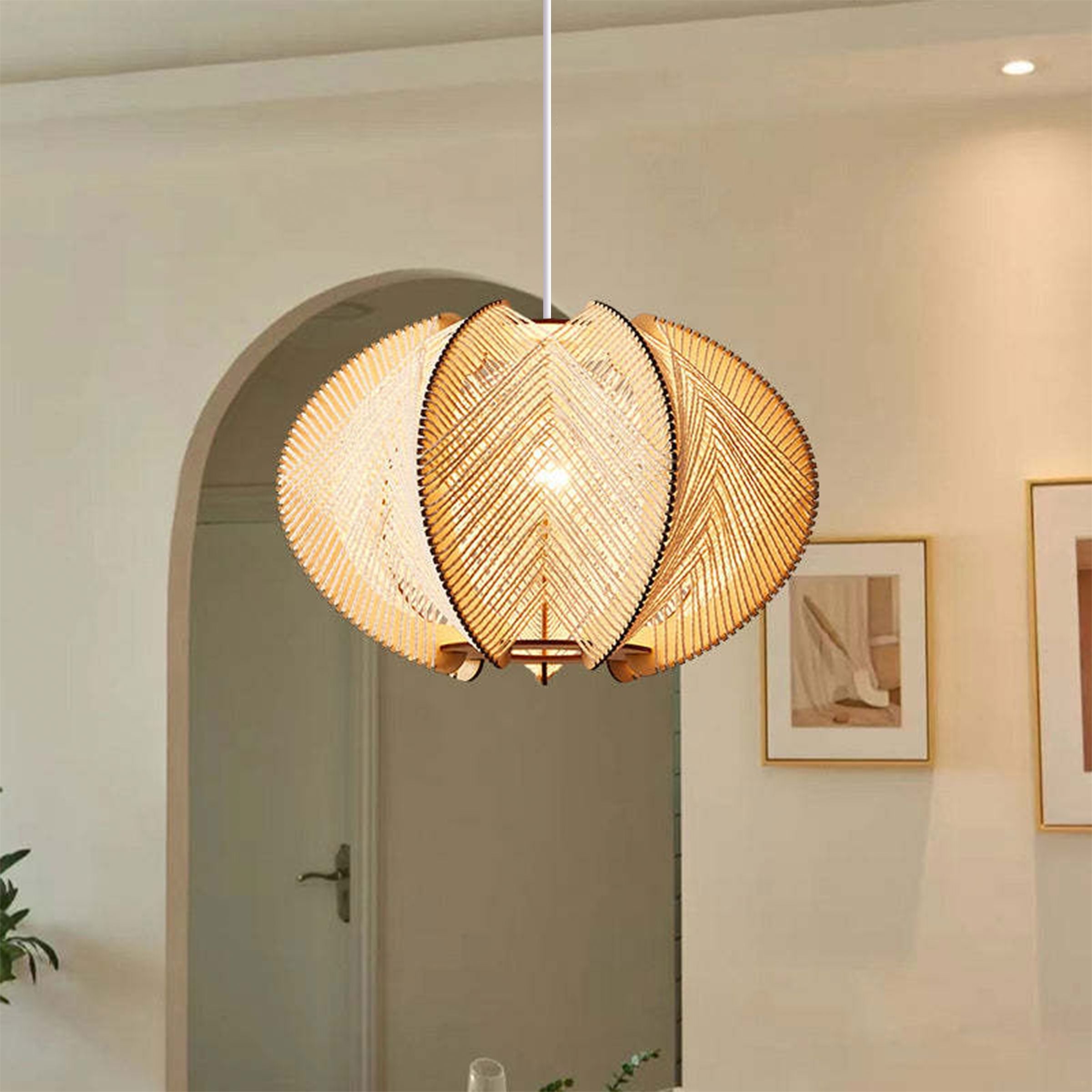 Lightsin Handmade LED Wooden Pendant Light 40/60 Dia Lightsin UK D60cm 