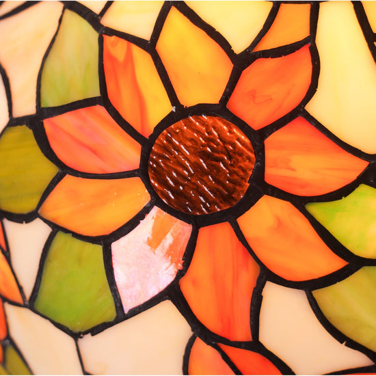 Living Nest UK Tiffany Table Lamp | Handcrafted Stained Glass Floral Petals Series White and Green Living Nest UK