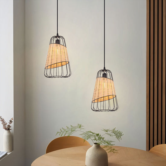 Living Nest UK Lantern-Inspired Rattan Ceiling Light for Cozy Natural Elegance Living Nest UK