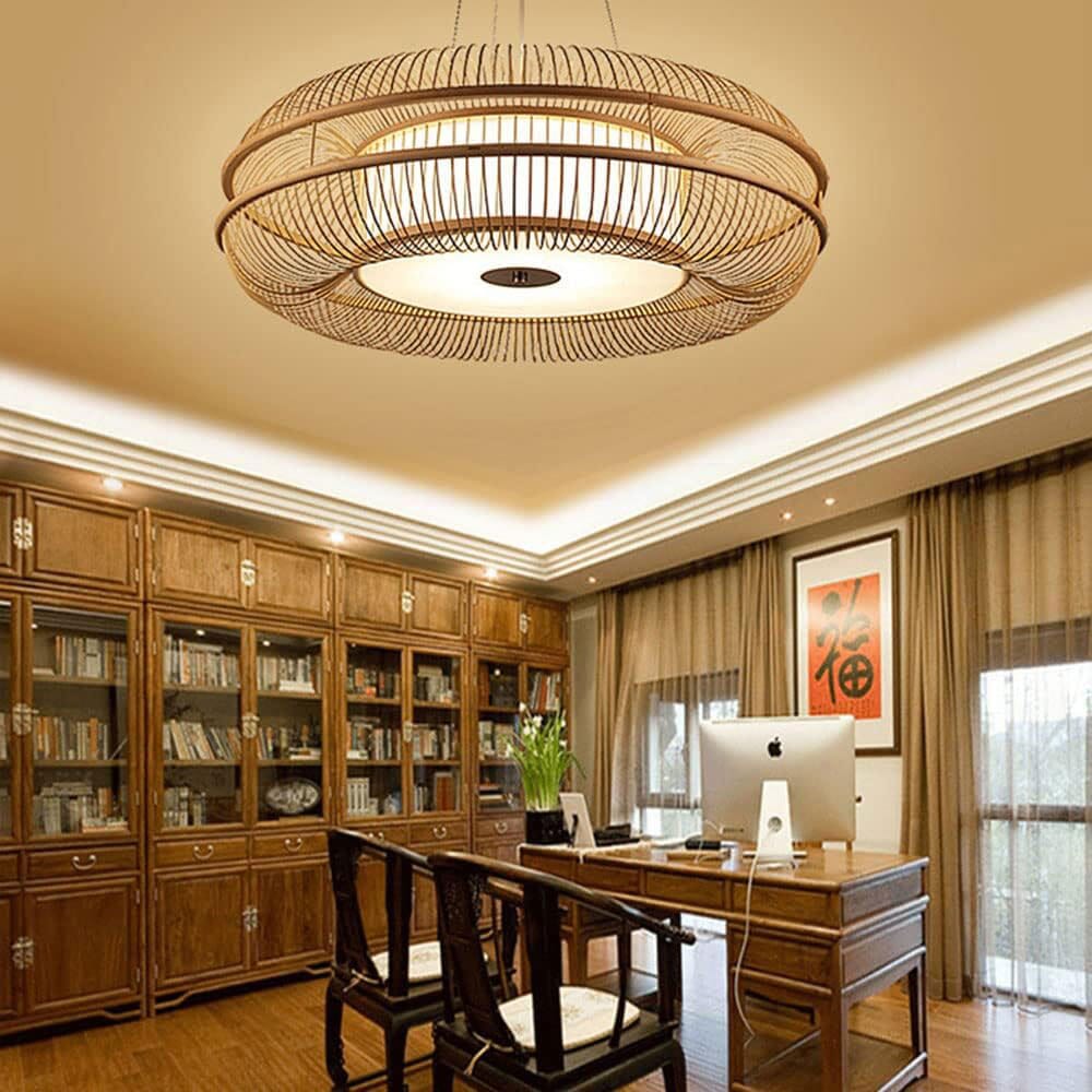 Lightsin LED Bamboo Pendant Light Drum-Shaped 45/60/70/80 Dia Lightsin UK 