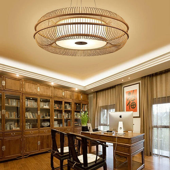 Lightsin LED Bamboo Pendant Light Drum-Shaped 45/60/70/80 Dia Lightsin UK 