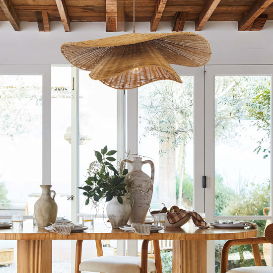 Lightsin Woven Rattan and Iron Pendant Light – Organic Ceiling Pendant Light for Dining Room, Living Room, and Modern Rustic Interiors Lightsin UK 