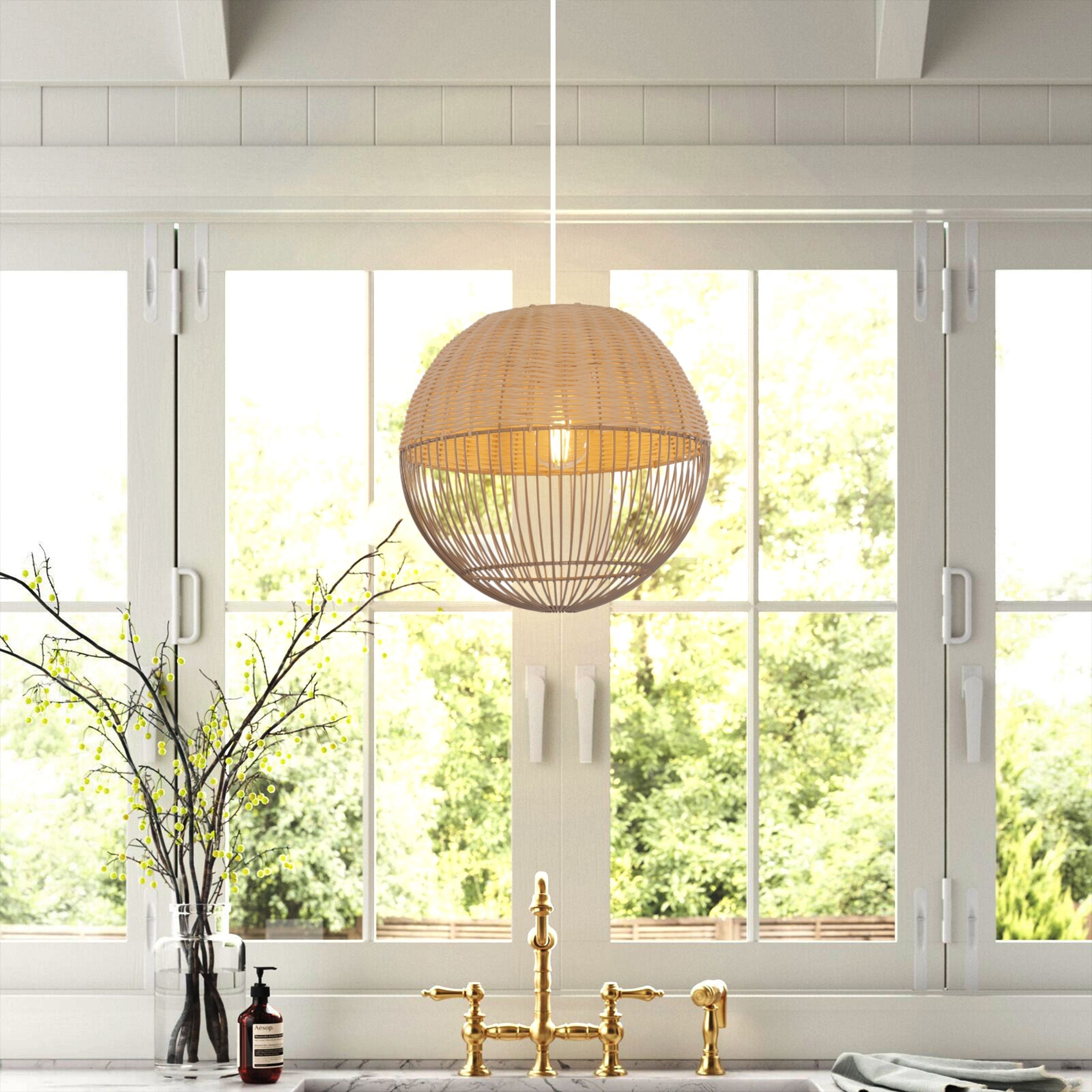 Lightsin Chic Rattan and Metal Pendant Light for Kitchen Lightsin UK 