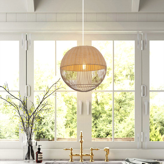 Lightsin Chic Rattan and Metal Pendant Light for Kitchen Lightsin UK 
