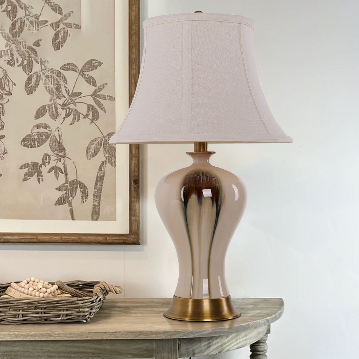 Living Nest UK Black Gold Gradient Glazed Ceramic Table Lamp Vase Lamp Living Nest UK
