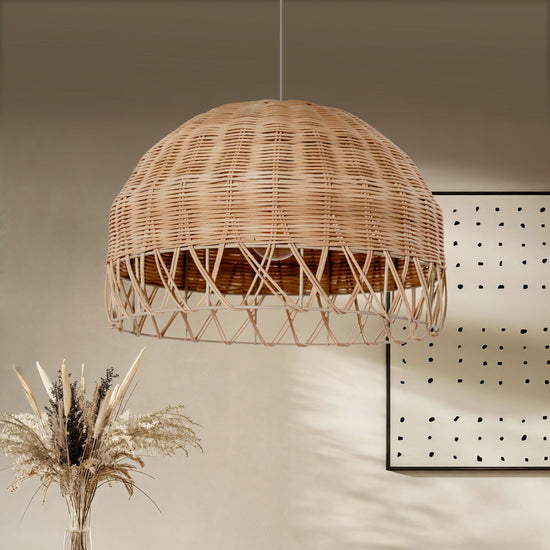 Lightsin Boho Half Sphere Rattan Pendant Light Lightsin UK 1 Unit 