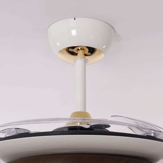 42 inch reversible ceiling fan with LED light in a neutral lounge setting