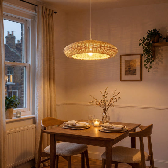Lightsin Japanese Shell-Inspired Rattan Pendant Light Natural Serenity Lightsin UK 