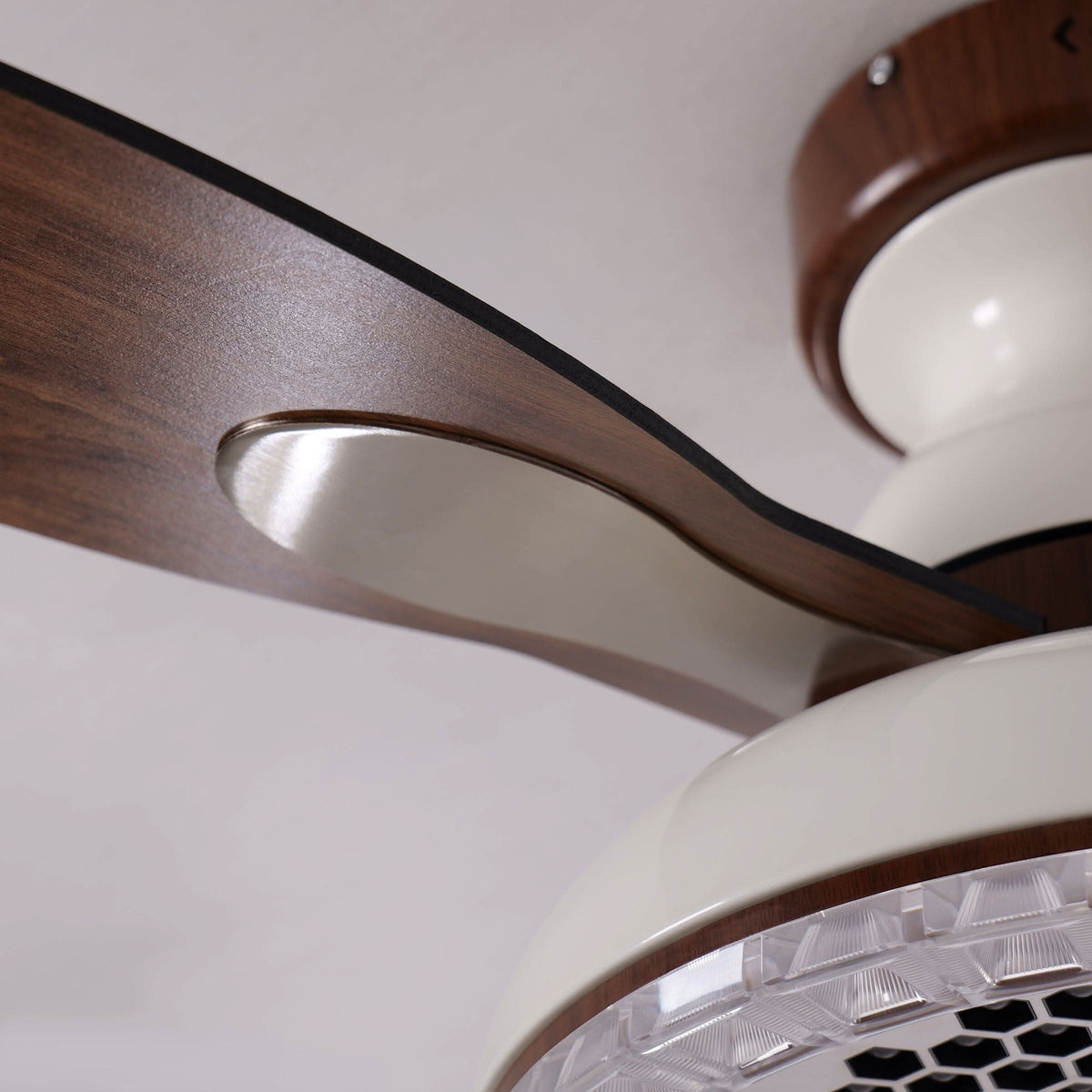 36 inch reversible ceiling fan with LED light in a neutral lounge setting