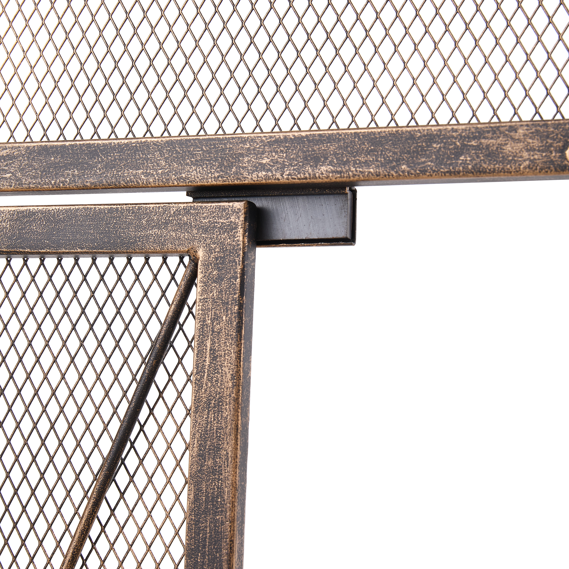 Triple-Fold Iron Fireplace Screen Antique Copper Powder Coated – 127x13x81cm