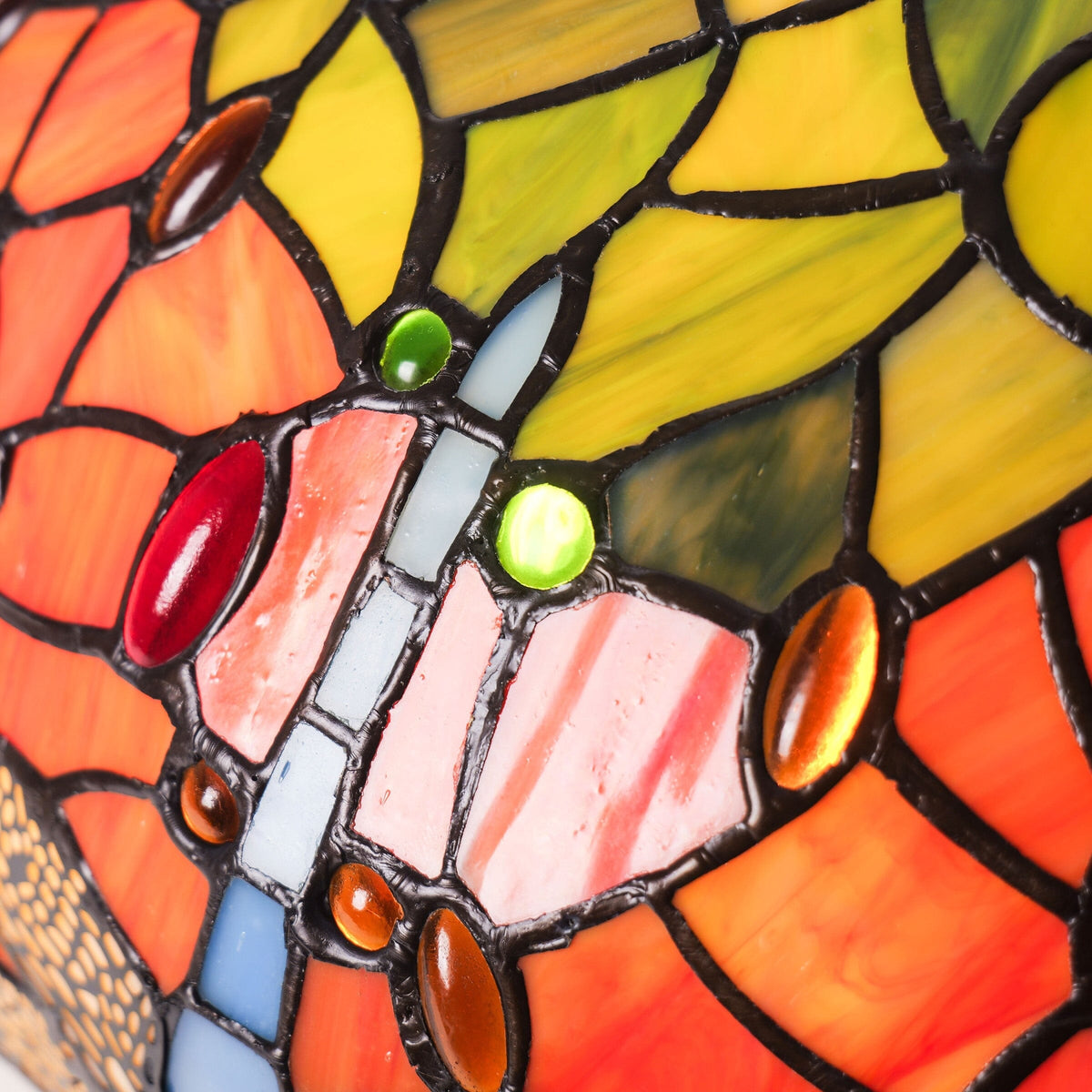 Living Nest UK Tiffany Table Lamp | Handcrafted Stained Glass Dragonfly Series Blue Dragonfly Living Nest UK