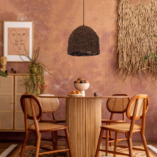 Living Nest UK Rustic Woven Rattan Dome Pendant Light for Cozy Interiors Living Nest UK