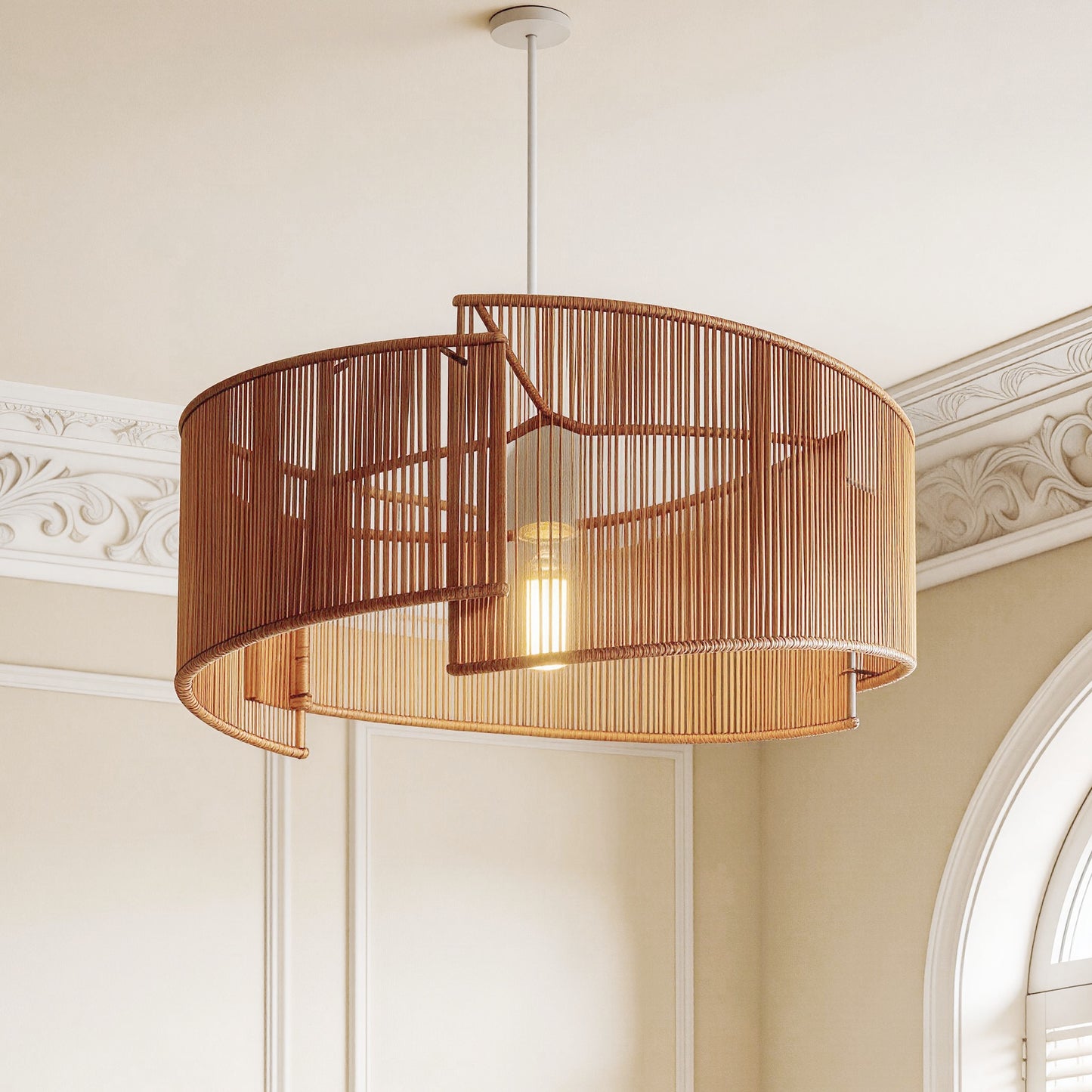 Twist Handwoven Paper Rope Pendant Light for Cozy Living Spaces