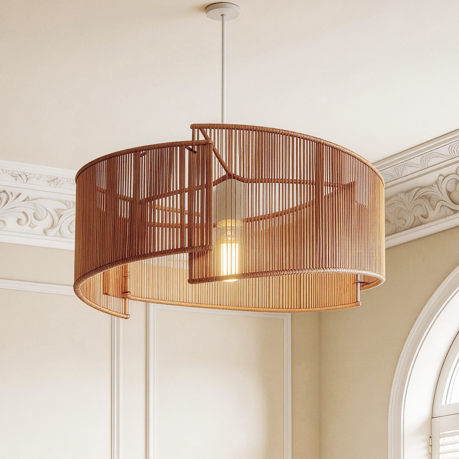 Twist Handwoven Paper Rope Pendant Light for Cozy Living Spaces