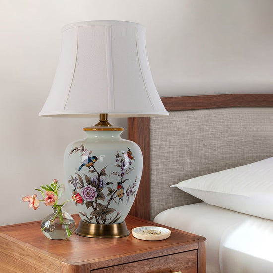 Living Nest UK Vintage Ceramic Floral Table Lamp with Copper Base for Bedside and Table Lighting Living Nest UK