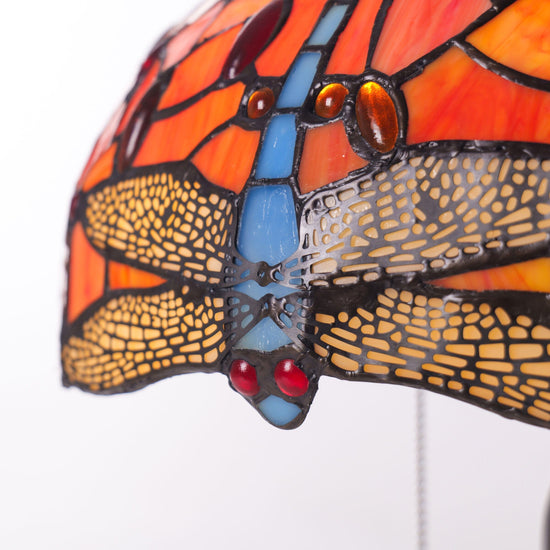 Living Nest UK Tiffany Table Lamp | Handcrafted Stained Glass Dragonfly Series Blue Dragonfly Living Nest UK