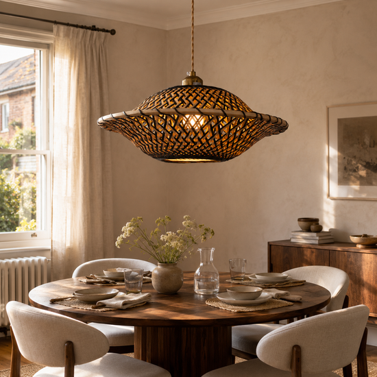 Handcrafted Elegant Natural Black Bamboo Pendant Light