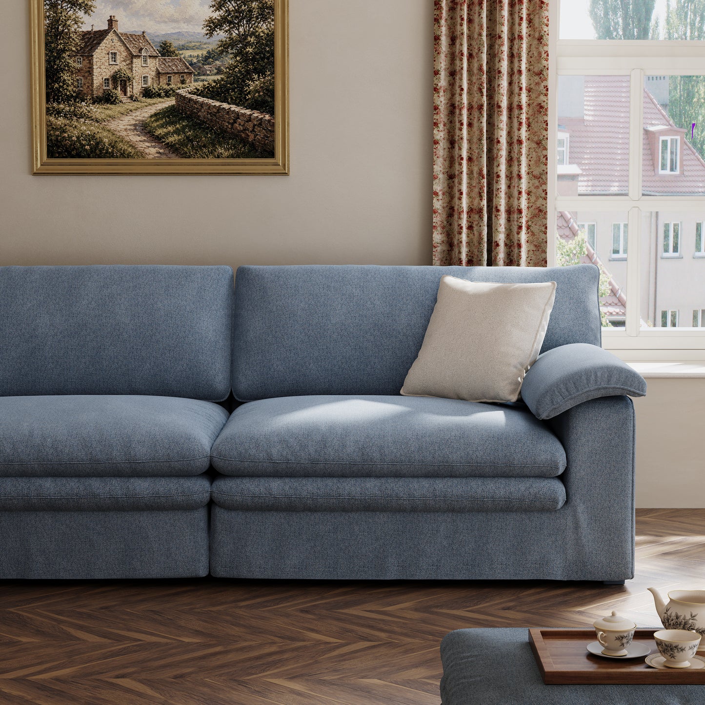 Stylish Lambswool Sofa with Detachable Design