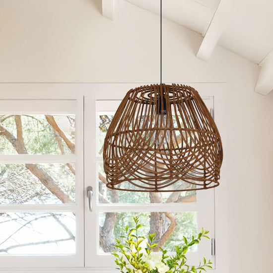 Living Nest UK Rustic Woven Rattan Pendant Light for Living Spaces Living Nest UK