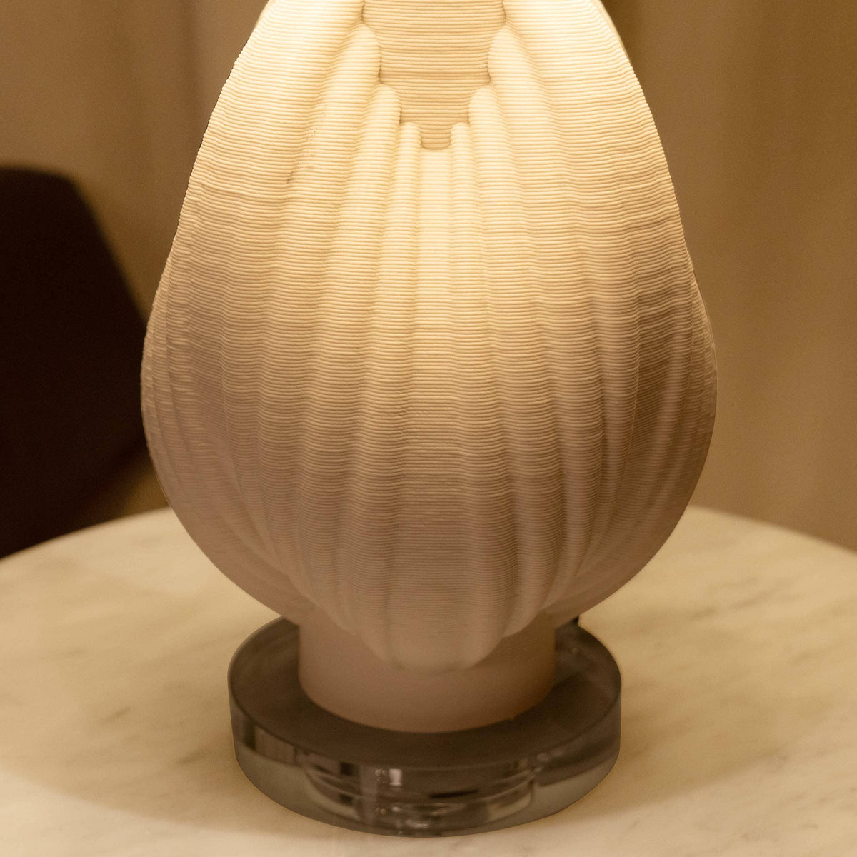 Lightsin 3D Pure White Pod Threaded Ceramic Table Lamp with Fabric Shade Lightsin UK