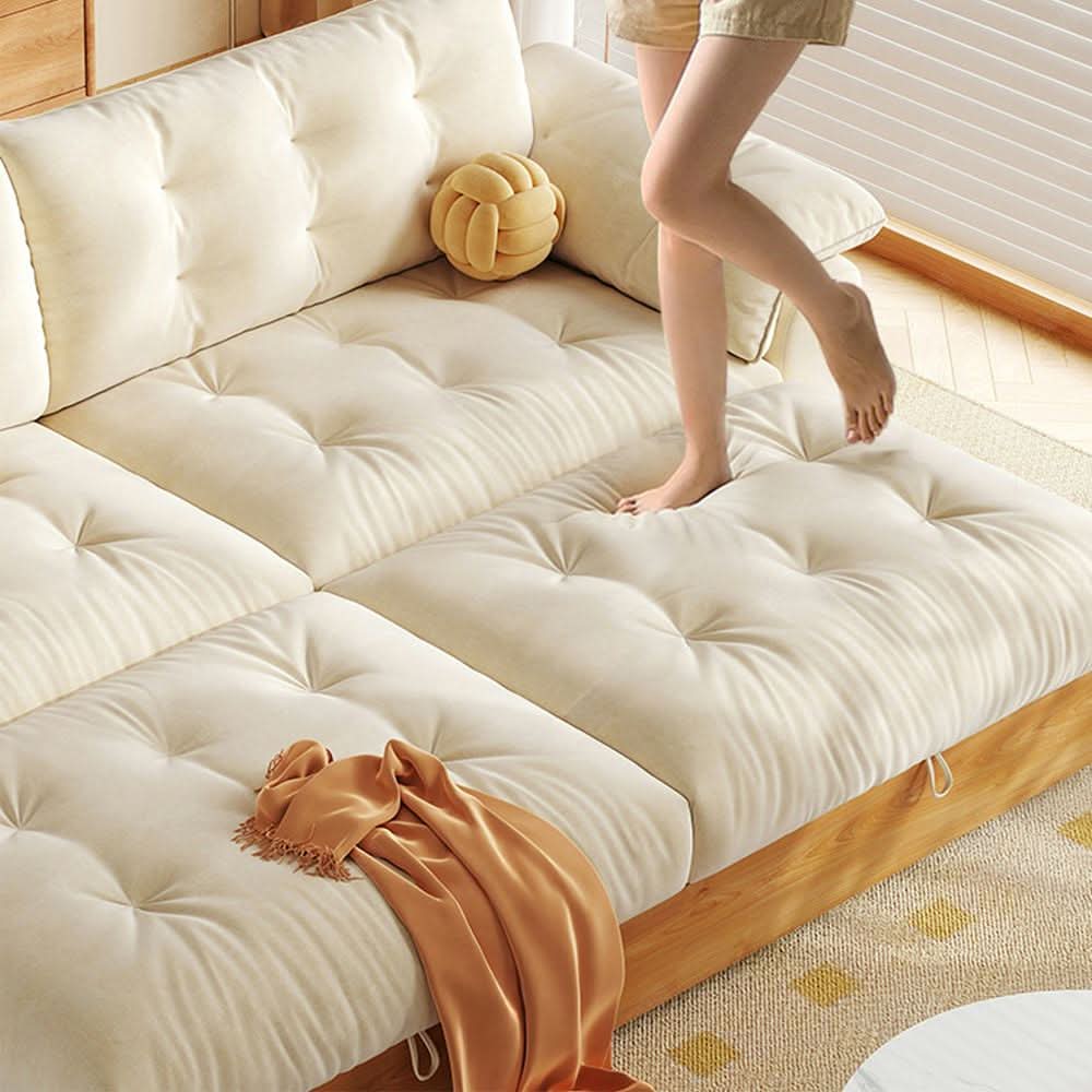 livingnest Solid Wood Folding Sofa Bed with Sleeper Chaise livingnest UK 