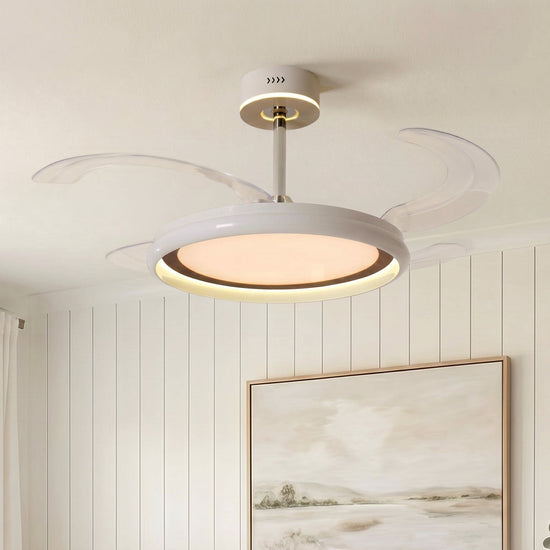 48 inch reversible ceiling fan with LED light with dimensions shown for installation