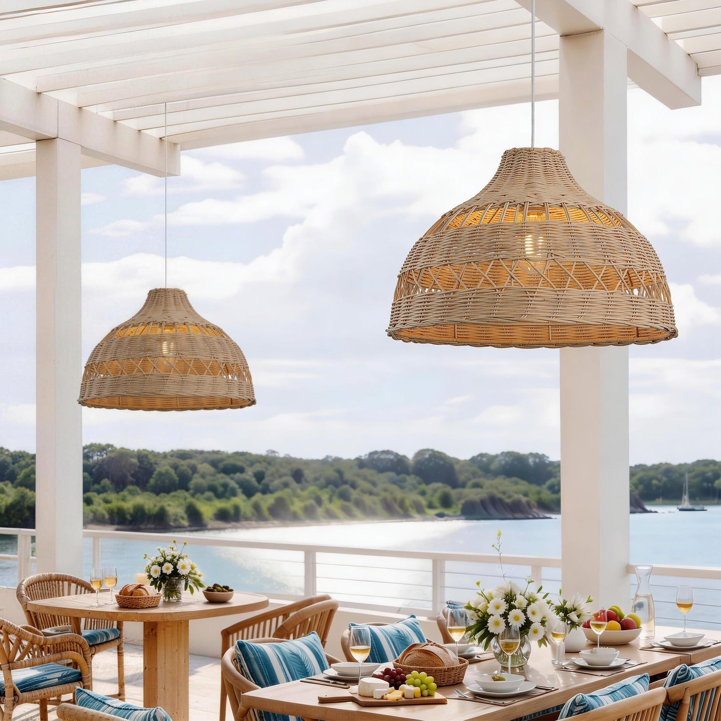 Lightsin Cella-Natural Rattan Pendant Light - Handwoven Ceiling Light, Durable & Rustic Lightsin UK D50cm 2 Units 