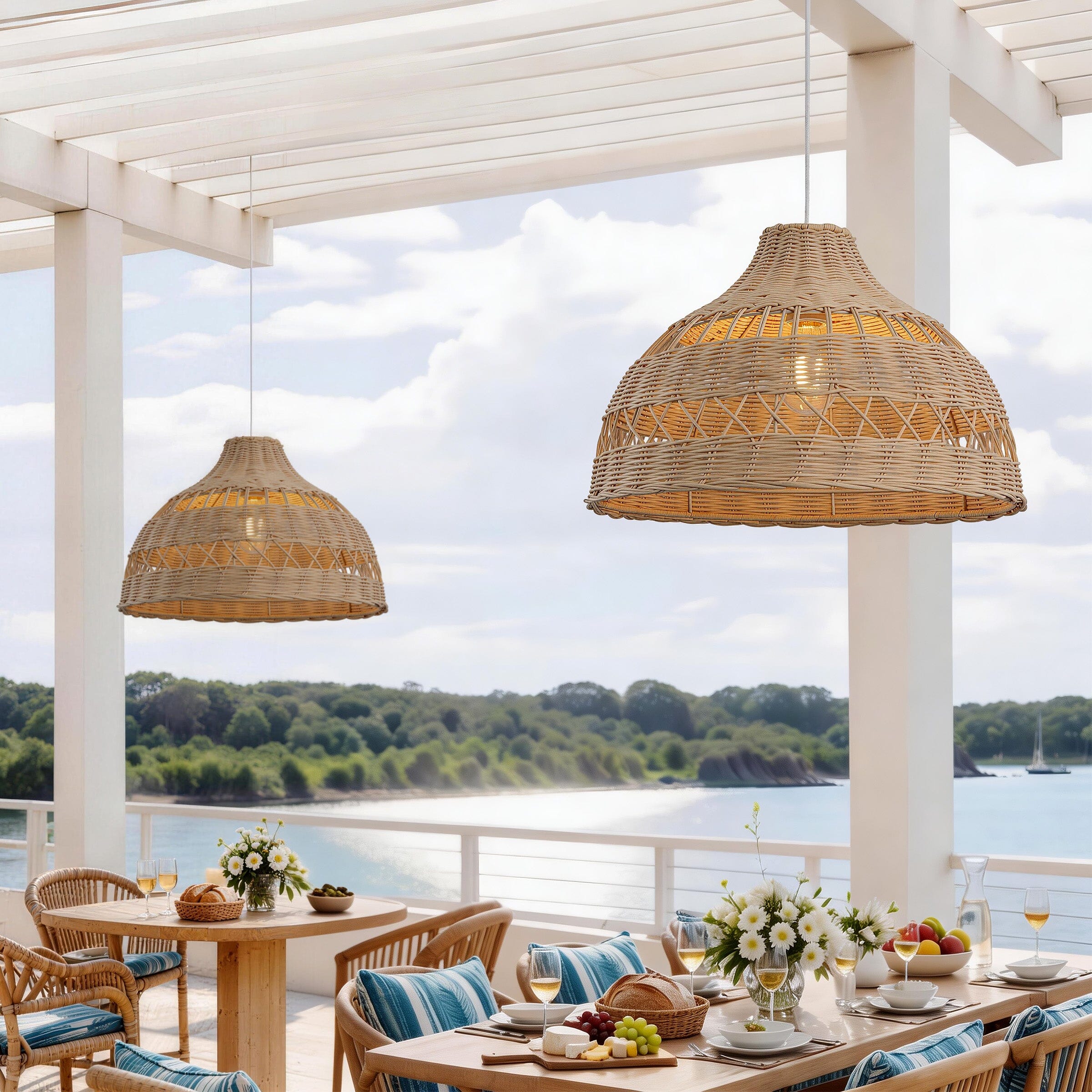 Lightsin Cella-Natural Rattan Pendant Light - Handwoven Ceiling Light, Durable & Rustic Lightsin UK D50cm 2 Units 