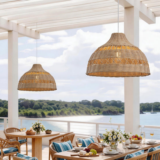 Lightsin Cella-Natural Rattan Pendant Light - Handwoven Ceiling Light, Durable & Rustic Lightsin UK D50cm 2 Units 