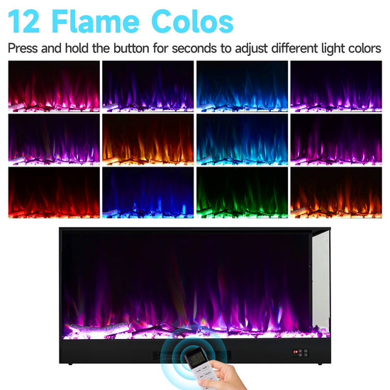 46/60inch L-Shaped Electric Fireplace – WiFi Control, LED Display, Resin Logs & Crystal Stones with Heating