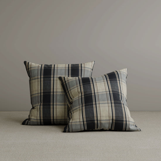 Square Exclusive Design Cushion in Midnight Black Plaid Cotton Linen, 45*45CM Cottonfy UK 2 PCS 