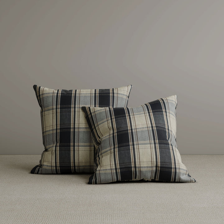 Square Exclusive Design Cushion in Midnight Black Plaid Cotton Linen, 45*45CM Cottonfy UK 2 PCS 