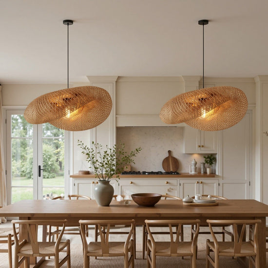 Lightsin Eco-Friendly Handmade Bamboo Pendant Light 60/80cm for Dining Room & Living Room Lightsin UK D80cm 2 Units 