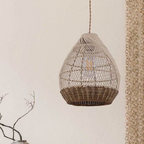 Living Nest UK Handwoven Boho Teardrop Design Rattan Iron Pendant Light Living Nest UK In Stock