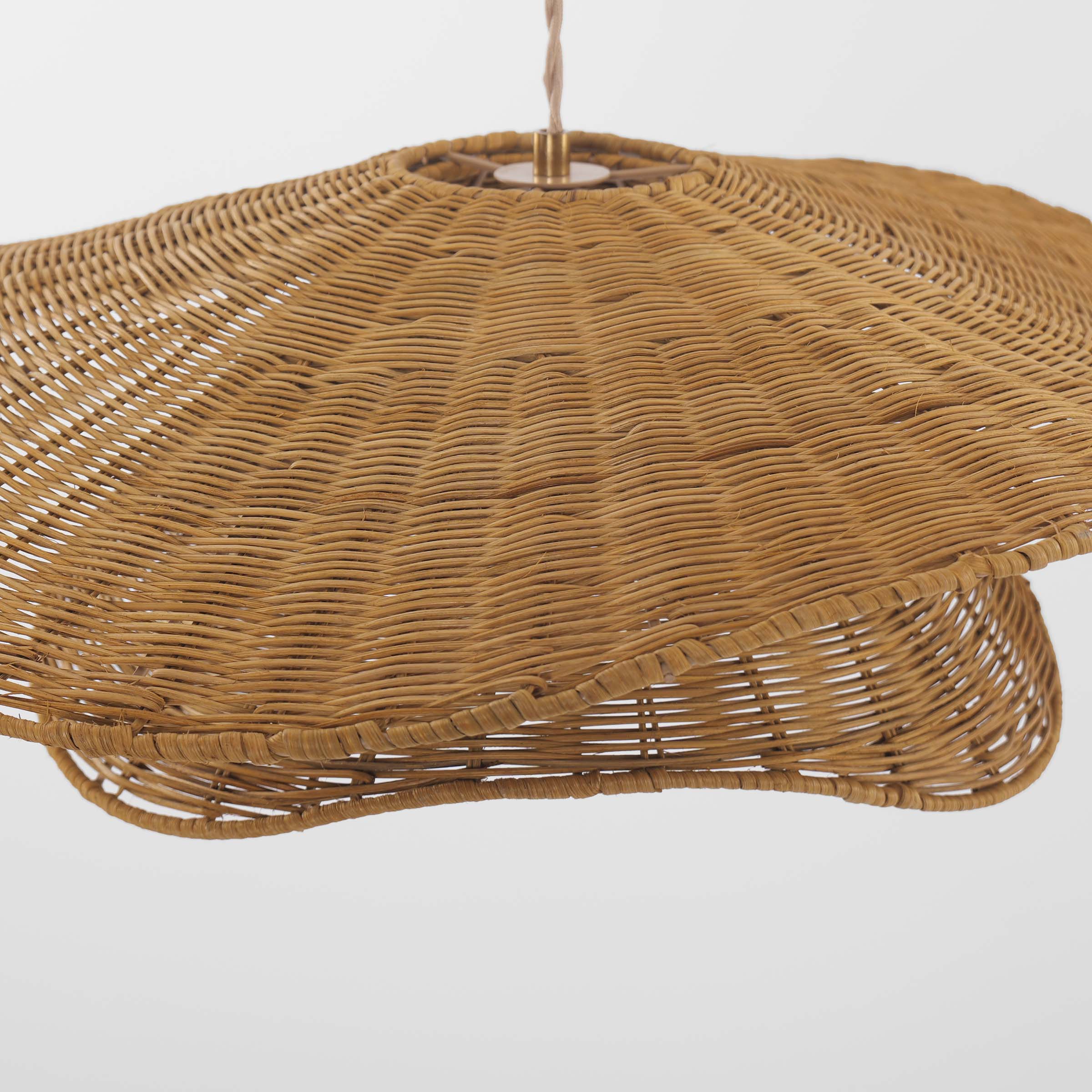 Woven Rattan and Iron Pendant Light – Organic Ceiling Pendant Light for Dining Room, Living Room, and Modern Rustic Interiors