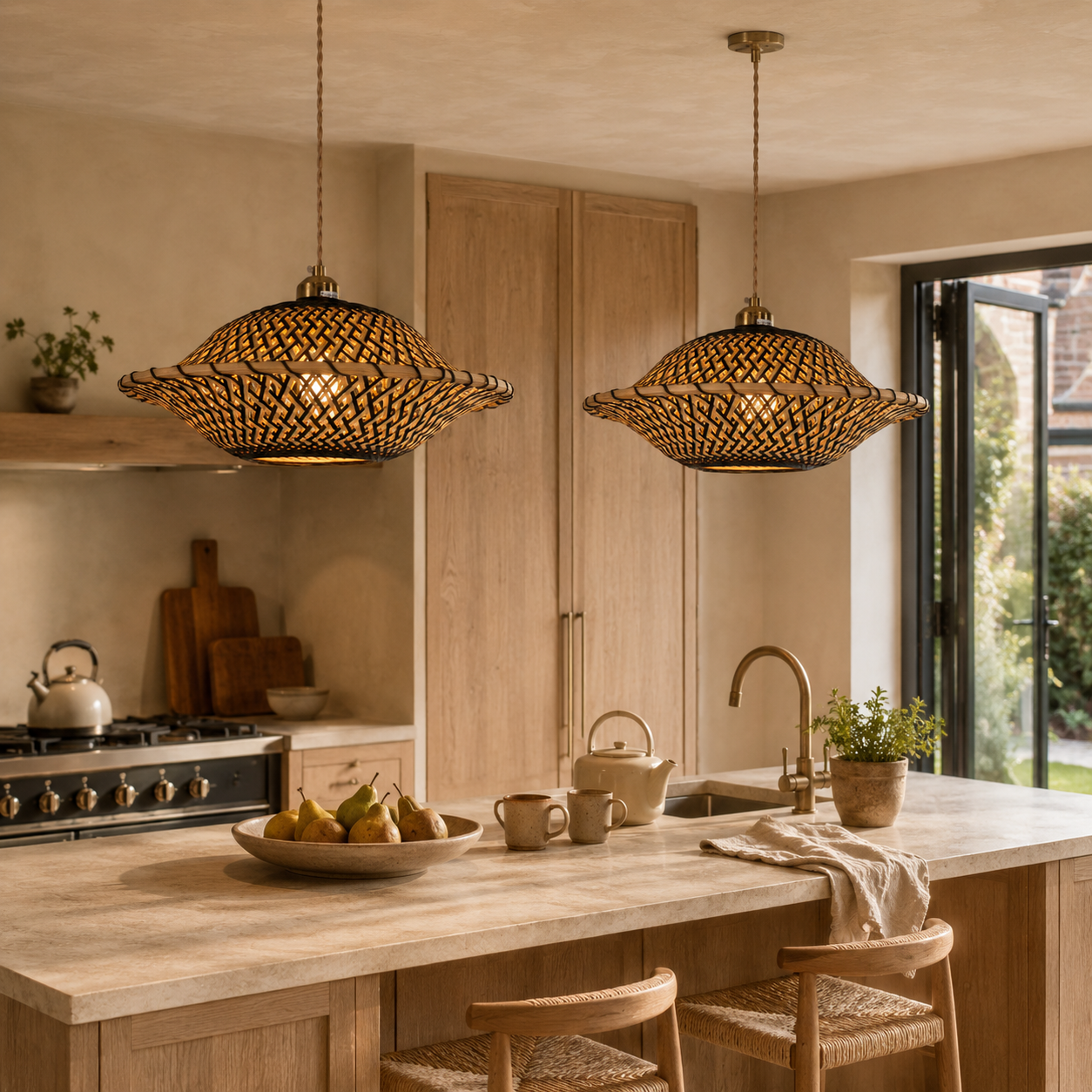 Handcrafted Elegant Natural Black Bamboo Pendant Light