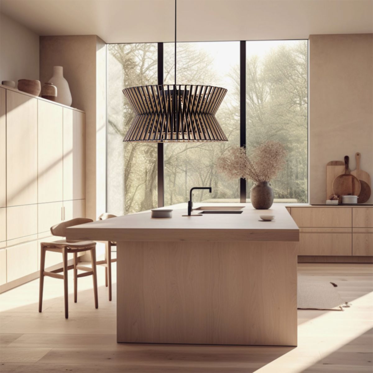 Lightsin Modern LED Wood Craft Drum Hanging Pendant Lights Lightsin UK 