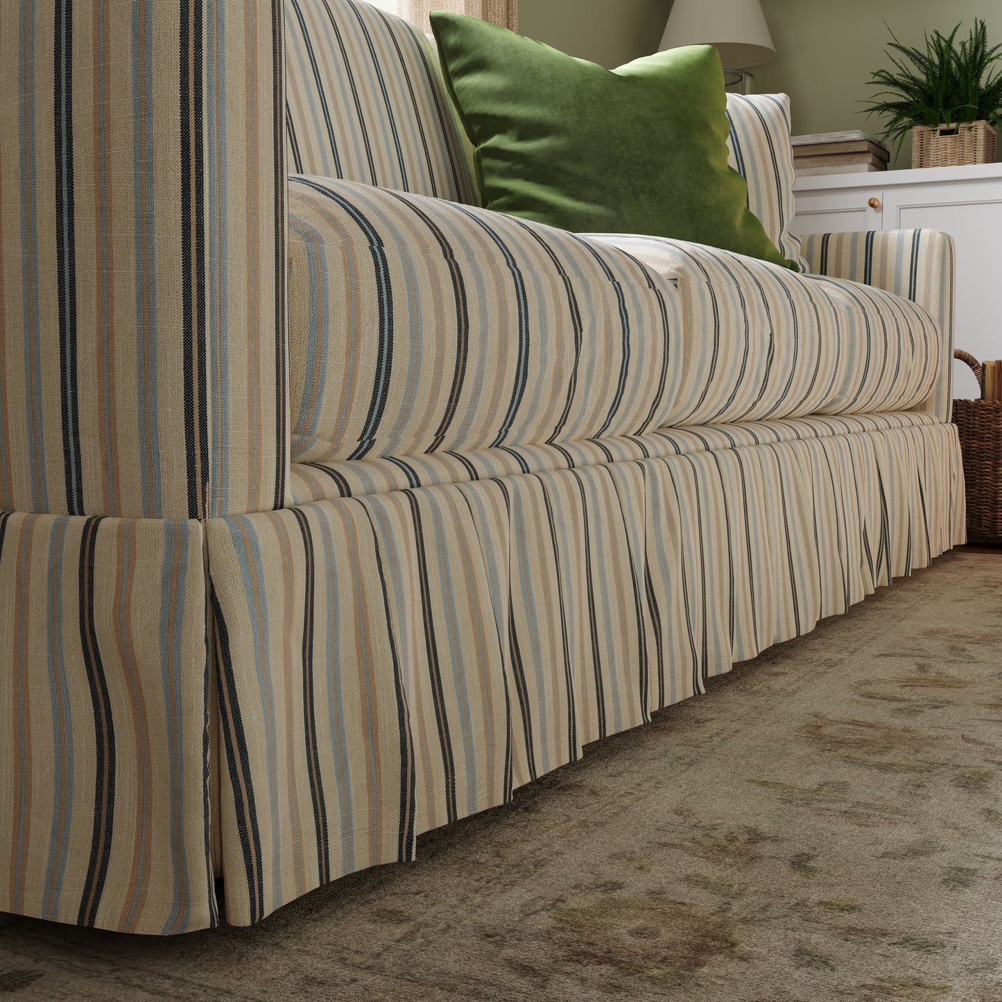 Country Check Sofa with Removable Skirted Covers