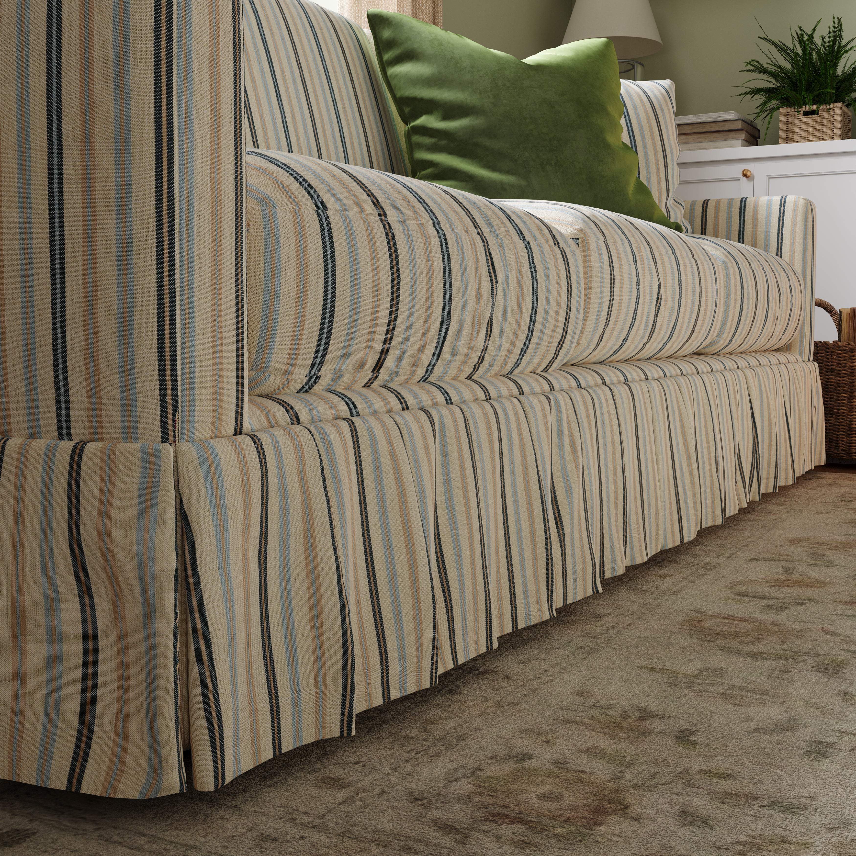 Country Check Sofa with Removable Skirted Covers