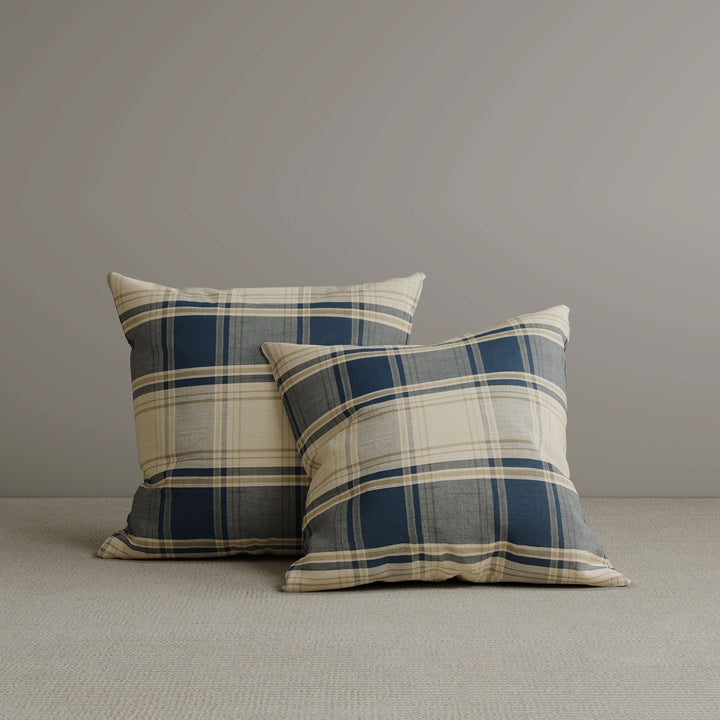 Cottonfy Square Exclusive Design Cushion in Dark Blue Checkered Cotton Linen, 45*45CM Living and Home 2 PCS 