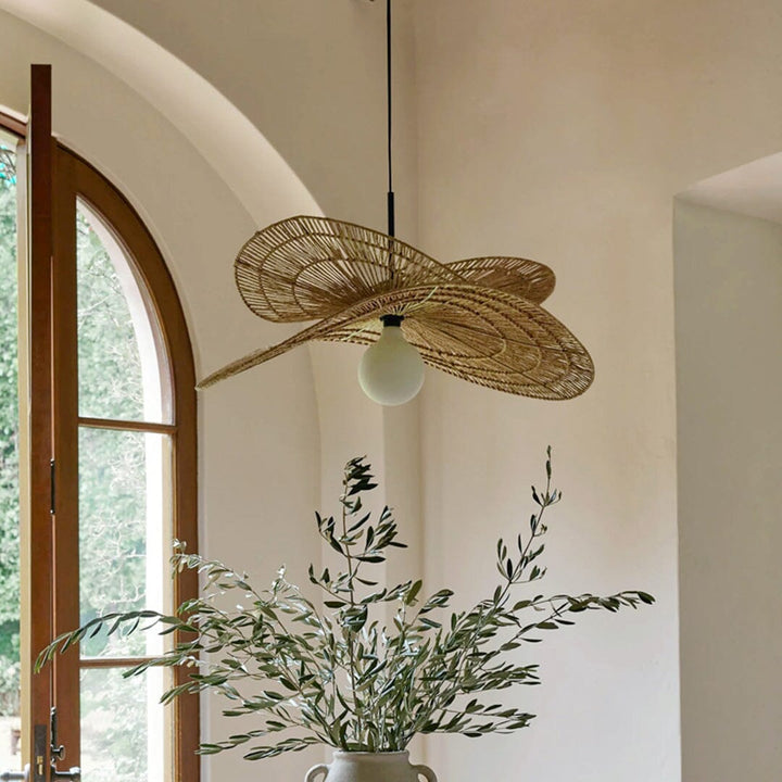 Lightsin Vintage Countryside Rattan Craft Handwoven Creative Pendant Light Fixtures Lightsin UK 