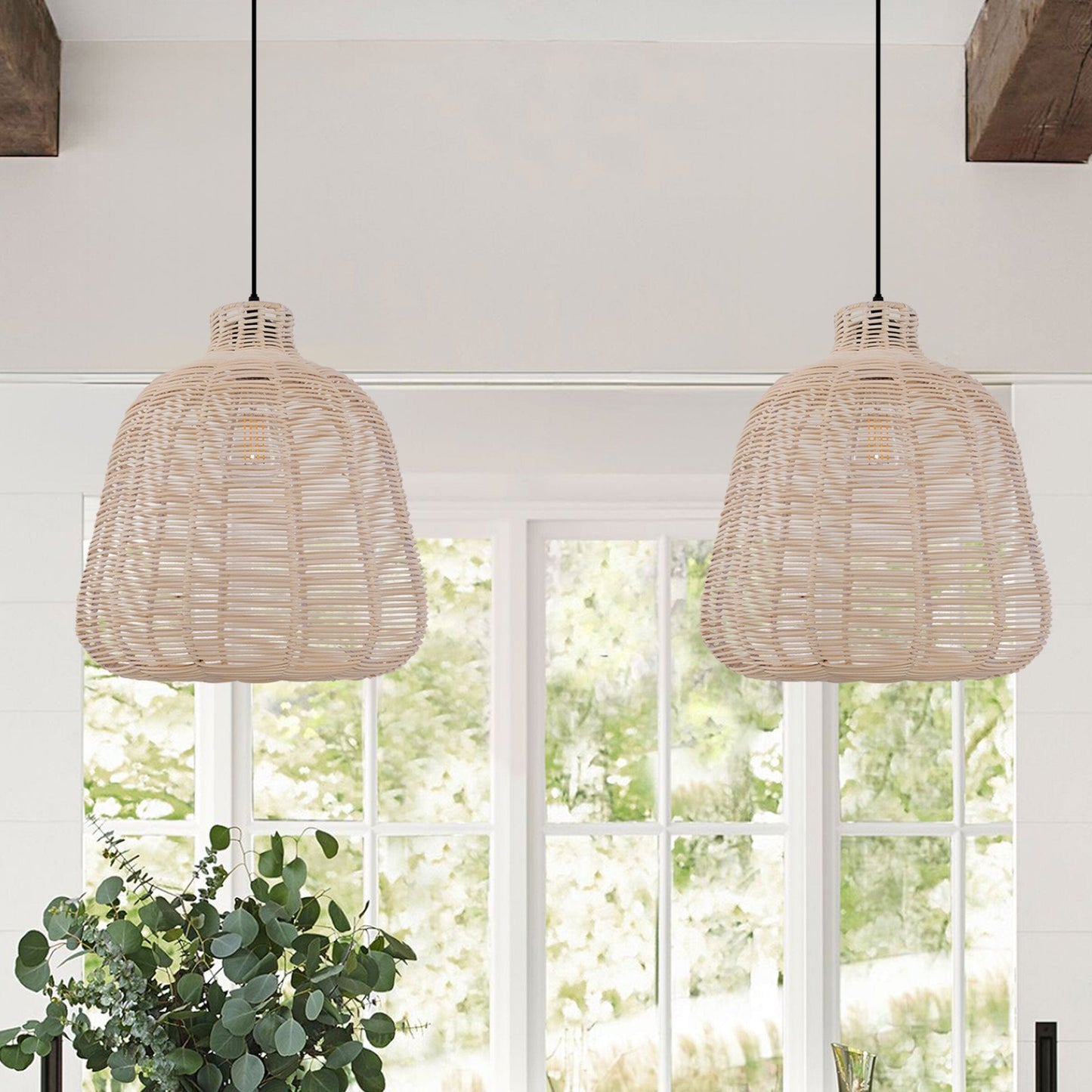 Living Nest UK Natural Rattan Woven Pendant Light for Warm Ambient Lighting Living Nest UK