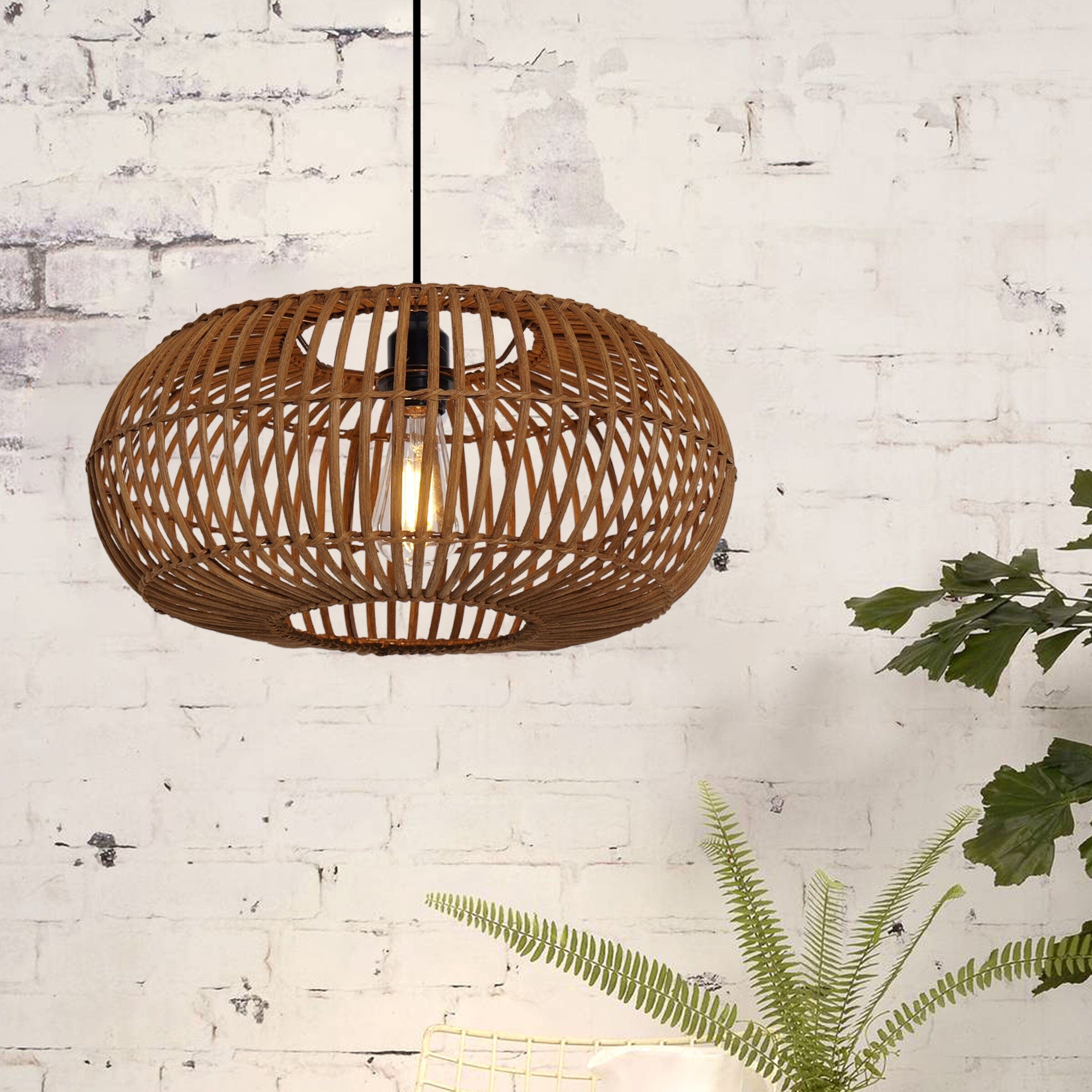 Living Nest UK Natural Bamboo Woven Round Pendant Light for Warm Interiors Living Nest UK