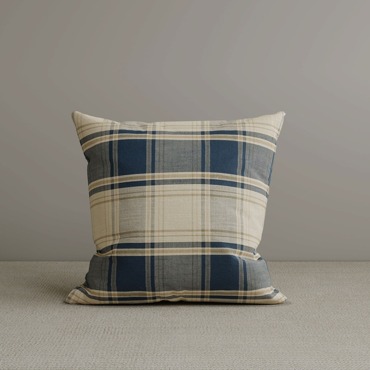 Cottonfy Square Exclusive Design Cushion in Dark Blue Checkered Cotton Linen, 45*45CM Living and Home 1 PC 
