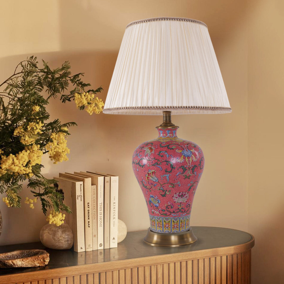 Lightsin Colorful Handcrafted Ceramic Table Lamp - Ideal for Bedroom, Desk & Living Room Lightsin UK Pink M