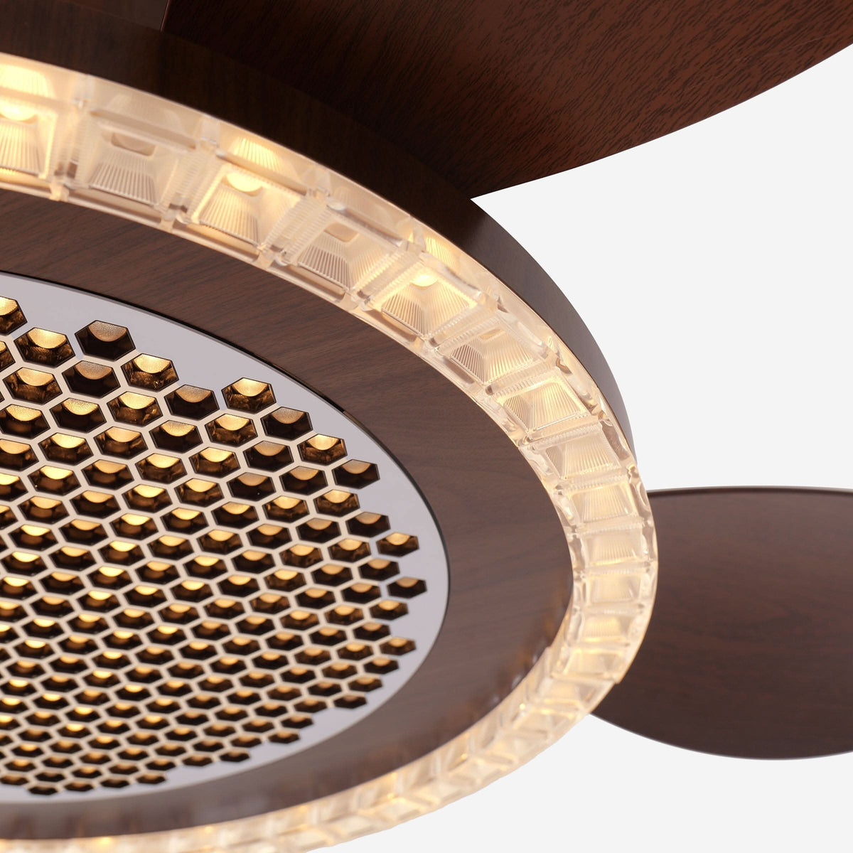 48 inch reversible ceiling fan with LED light cooling a bright bedroom